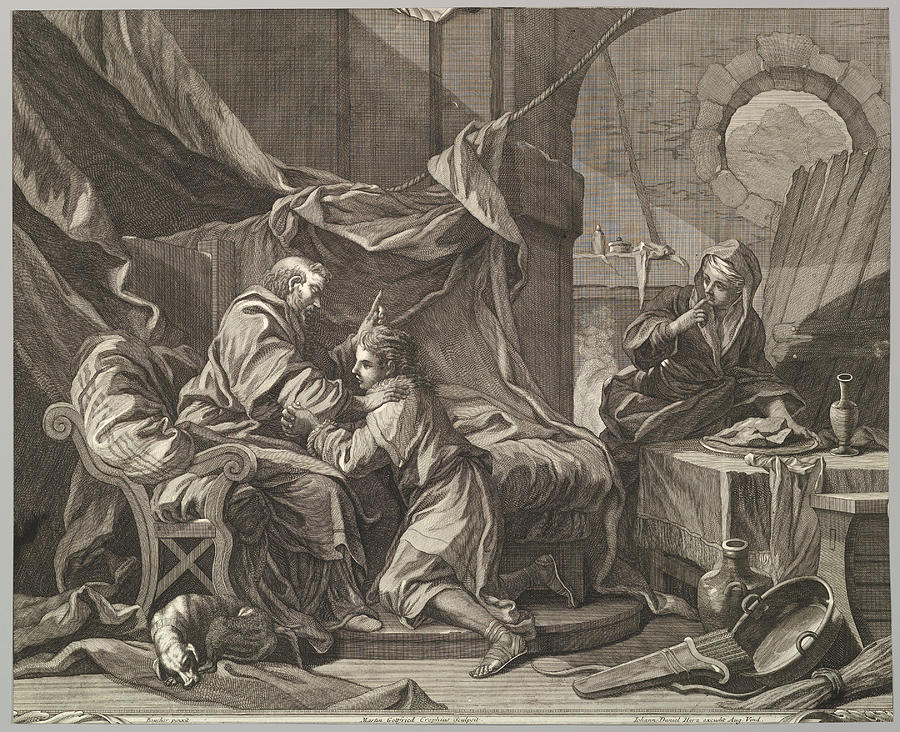Isaac Blessing Jacob #2 Drawing by Martin Gottfried Crophius
