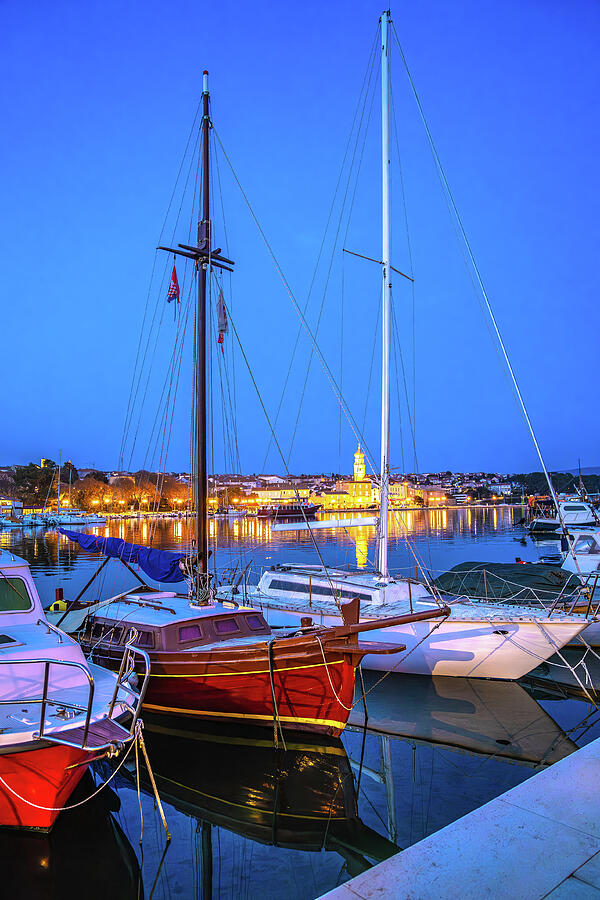 Island Town Of Krk Harbor Evening Waterfront View Photograph