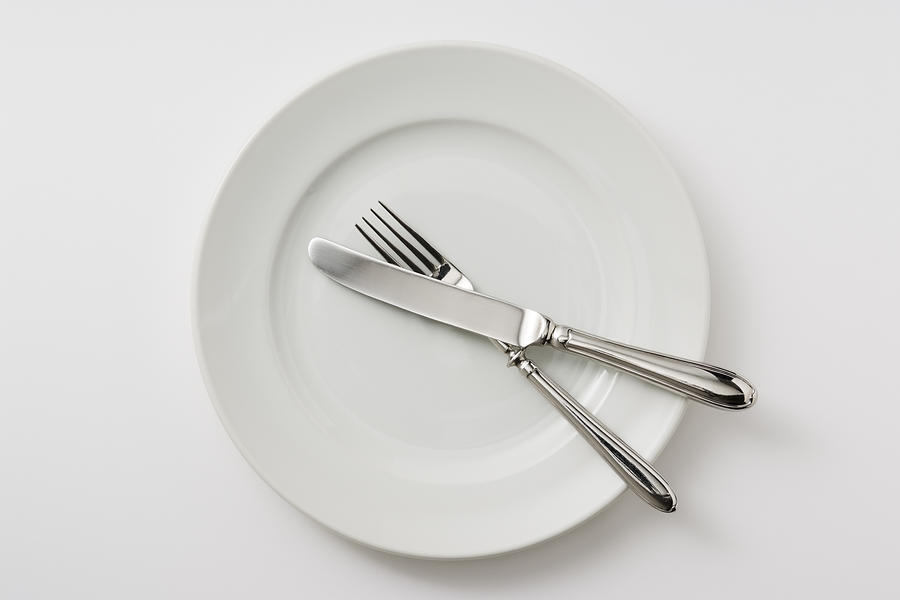 Isolated shot of plate with cutlery on white background #1 Photograph by Kyoshino