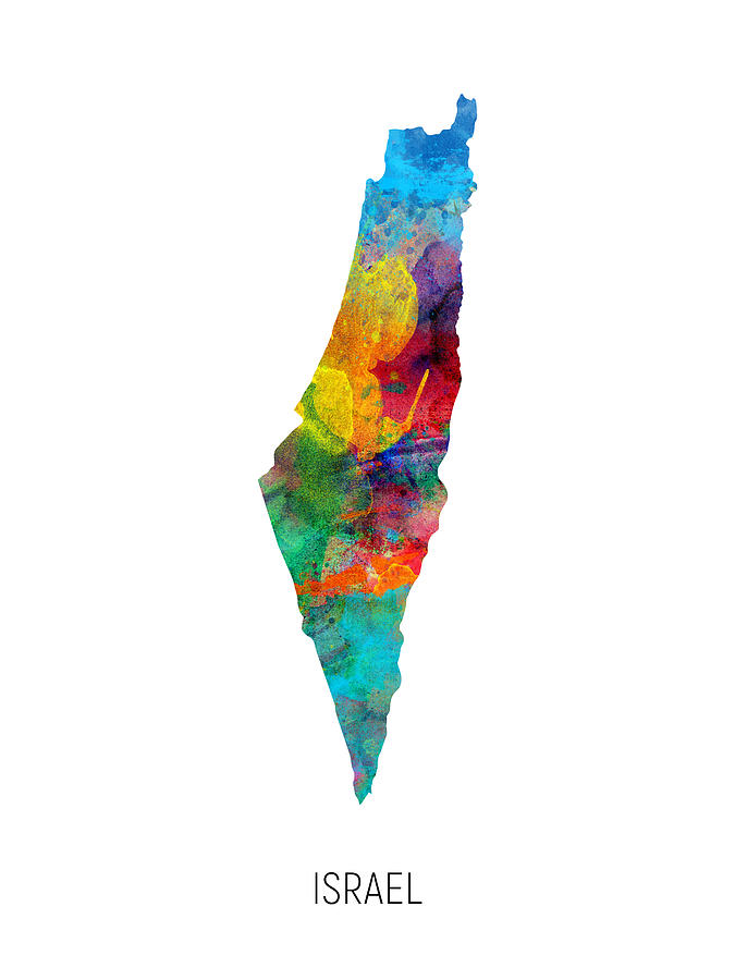 Country Map Digital Art - Israel Watercolor Map #1 by Michael Tompsett