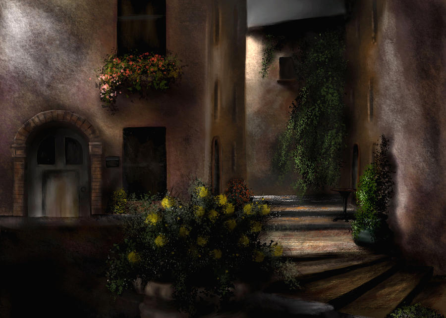 IPad Painting - Italian Alleyway Digital Art by Ron Grafe IPad Painting - Italian Alleyway Digital Art by Ron Grafe