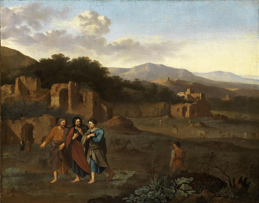 Italian Mountain Landscape with Christ and Two Disciples on the Road to ...