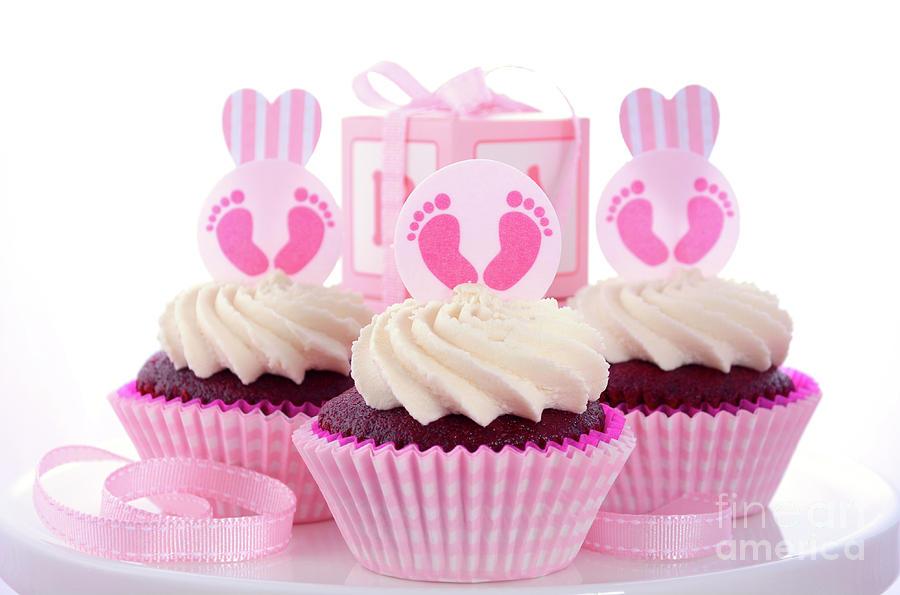 Its a Girl Baby Shower Cupcakes #1 Photograph by Milleflore Images