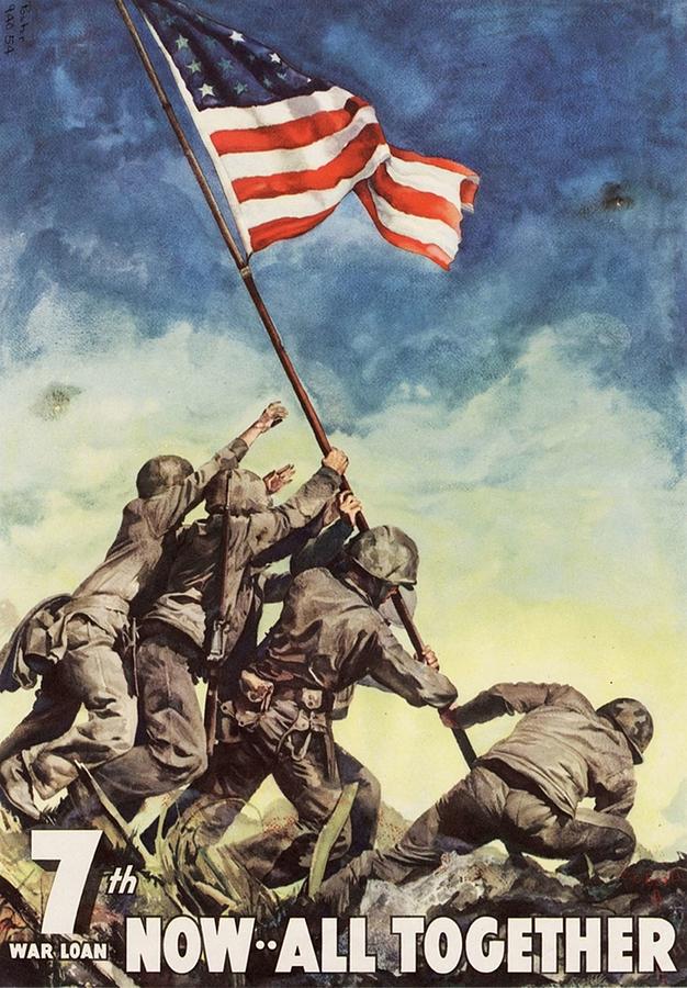 Iwo Jima American War POSTER USA Raising the Colours America Americana ...