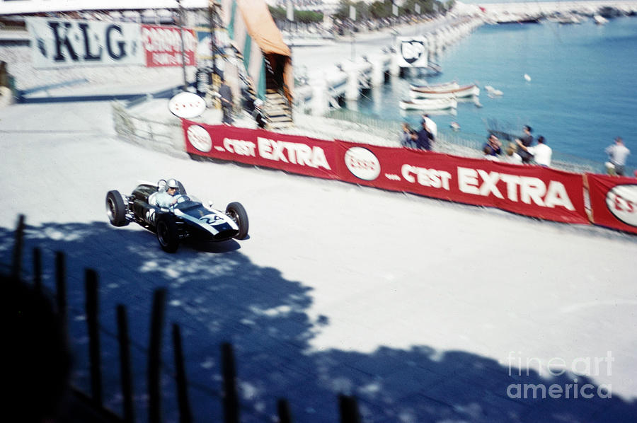 Car Photograph -  Jack Brabham  Monaco Grand Prix 1961 #1 by Ian Murray