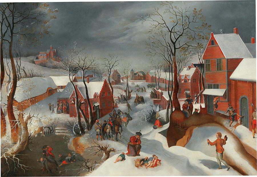 Jacob Grimmer And Attributed To Gillis Mostaert Antwerp 1526 Before 1590 And Hulst 1528 1598 An Painting