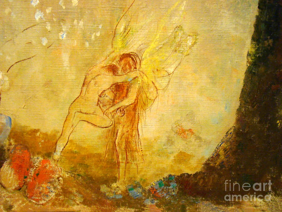 Jacob Wrestling with the Angel  #1 Painting by Odilon Redon