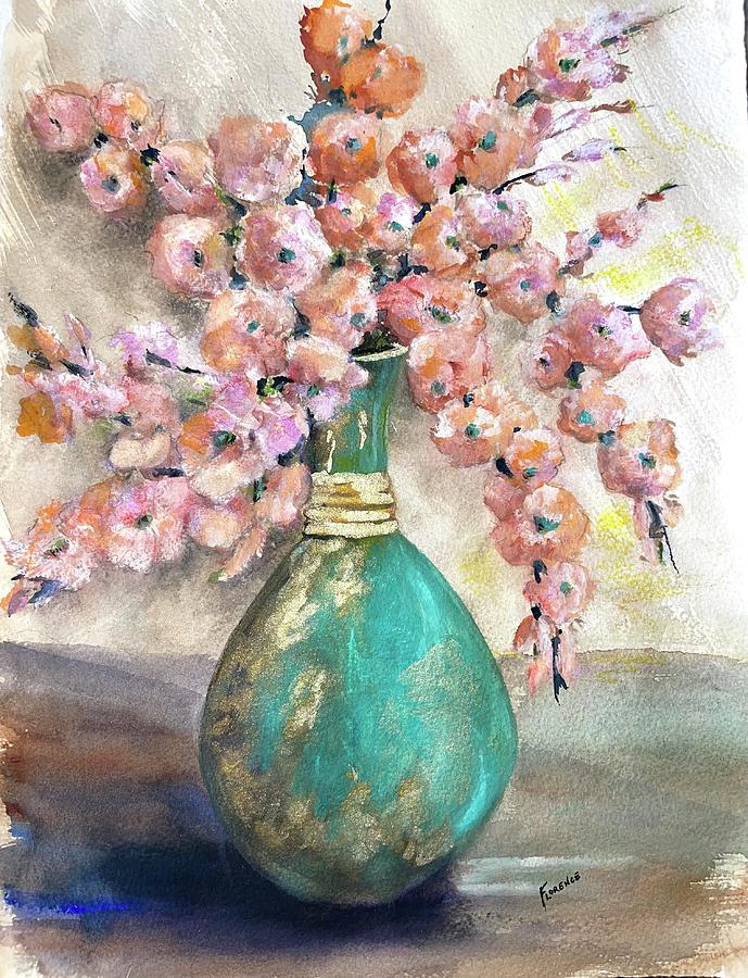 Jade vase #1 Painting by Paintings by Florence - Florence Ferrandino
