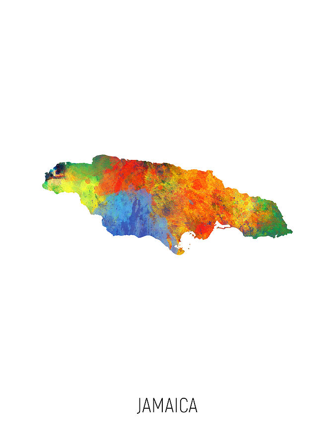 Jamaica Watercolor Map #1 Digital Art by Michael Tompsett