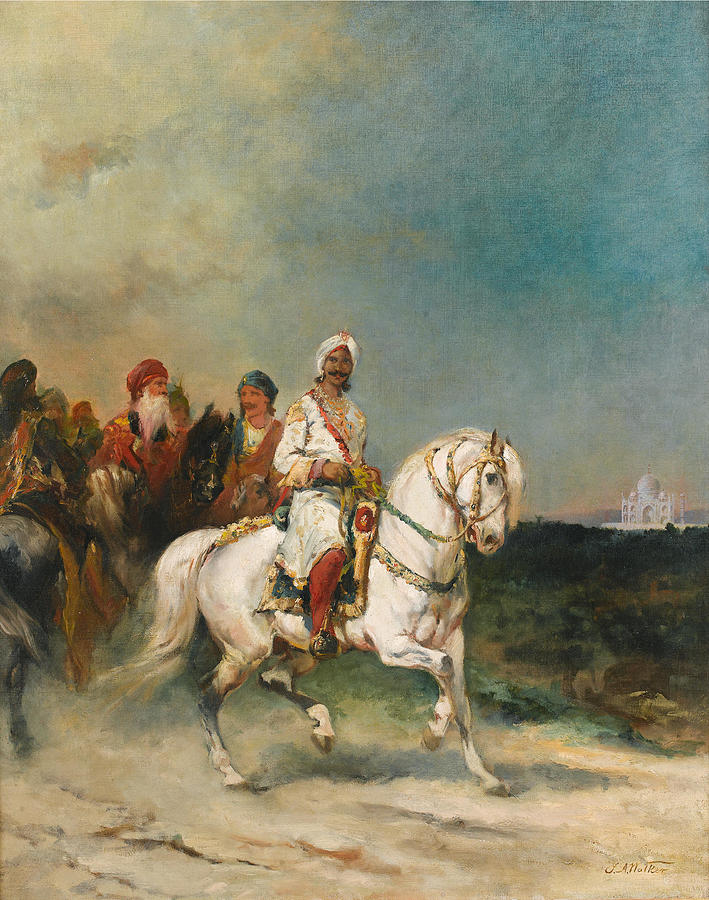 James Alexander Walker A Maharaja on a white horse #1 Painting by Artistic Rifki