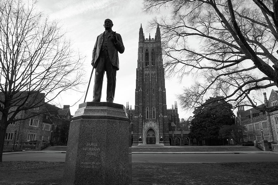 James B. Duke Statue At Duke University In Black And White Photograph ...