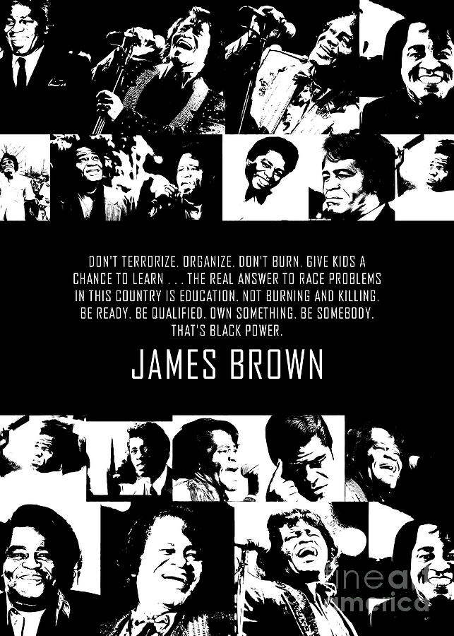 JAMES BROWN Collage Black Digital Art by Long Jun