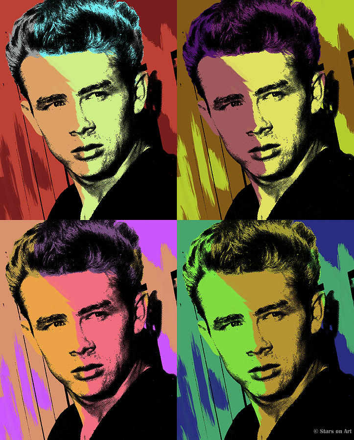 James Dean pop art #1 Mixed Media by Movie World Posters