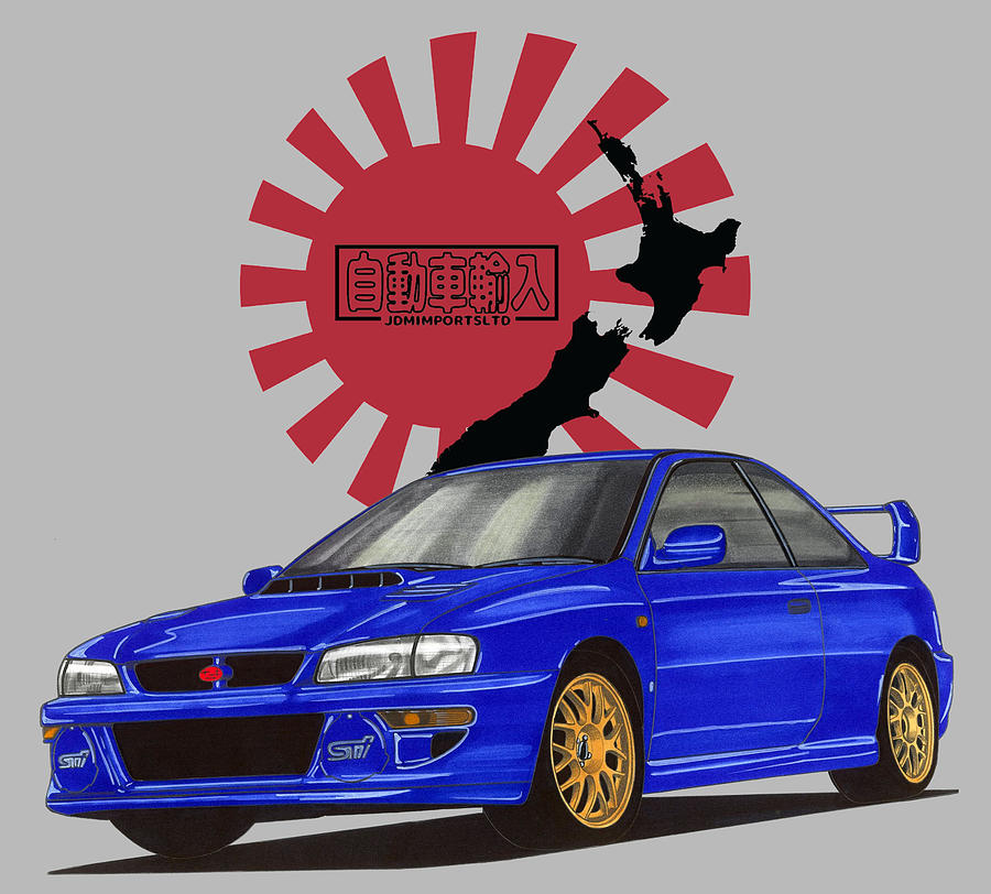 Japan JDM Subaru Impreza 22B WRX STi GC8E2SD Colin McRae Drawing by ...