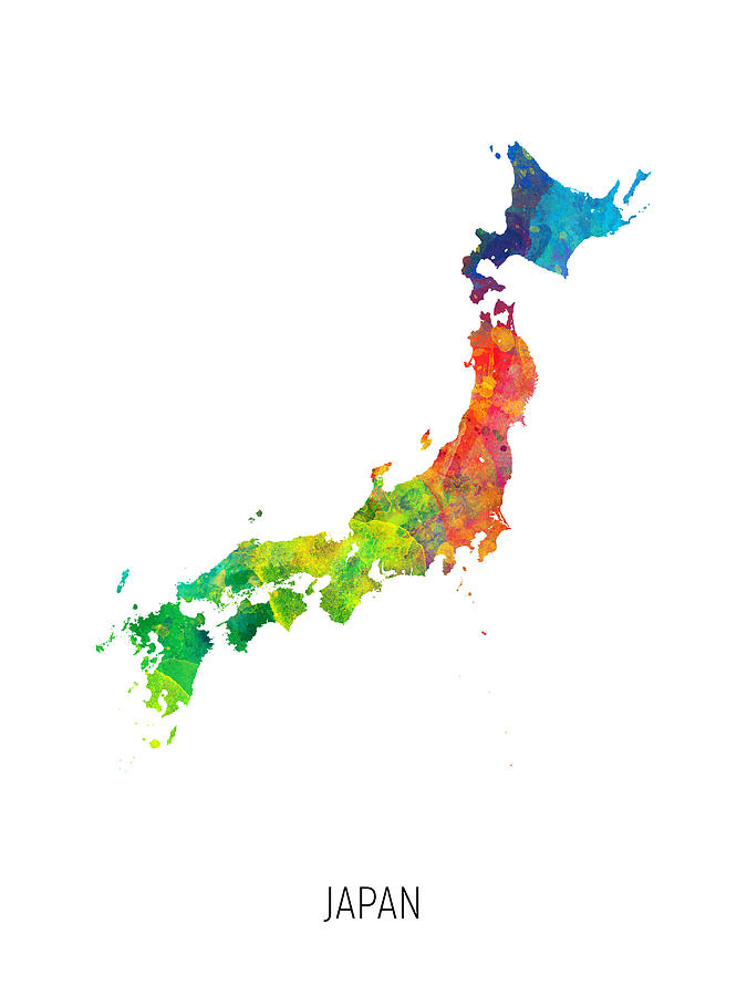 Japan Watercolor Map #1 Digital Art by Michael Tompsett