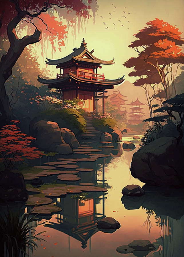 Japanese garden Digital Art by Durro Art - Fine Art America