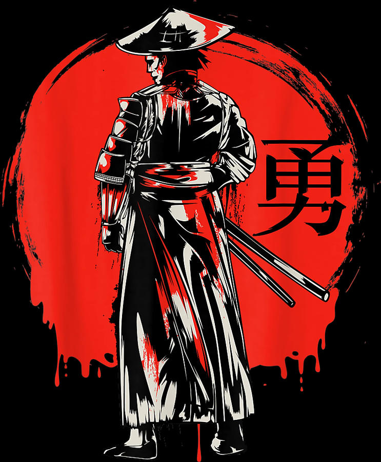 Japanese Samurai Bushido Warrior Miyamoto Musashi Retro Art Digital Art ...