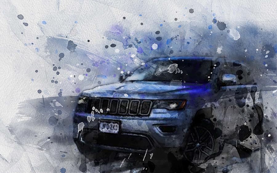 Jeep Grand Cherokee Srt 2017 Gray Suv Usa Digital Art by Bren Denprice ...