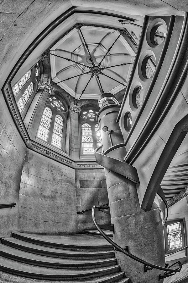 Architecture Photograph - Jefferson Market Spiral Stairs NYPL BW #1 by Susan Candelario