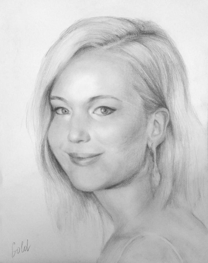 Jennifer Lawrence Drawing By Tanya Goldstein 