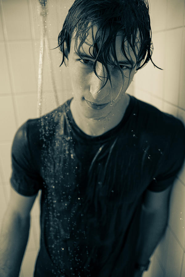 Jesse in the shower #1 Photograph by Jim Whitley