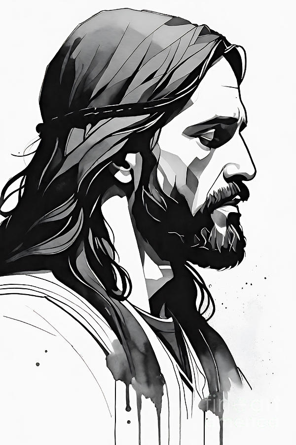 Jesus Christ in Black and White III #1 Drawing by Munir Alawi - Fine ...