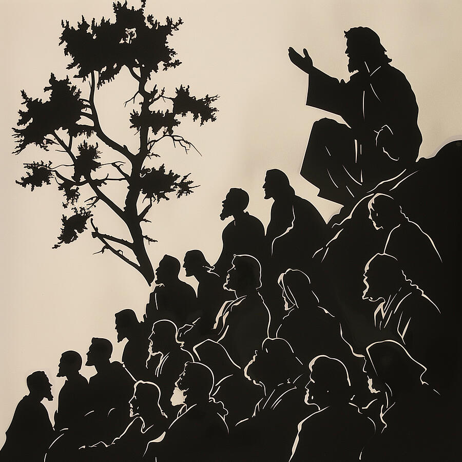 Tree Digital Art - Jesus delivering the Sermon on the Mount #1 by Kingai