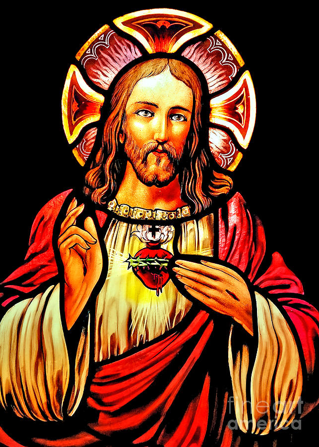 Jesus Scared Heart in Red #1 Photograph by Munir Alawi