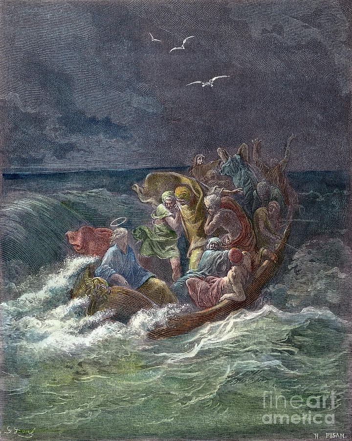 Bird Photograph - Jesus Stilling The Tempest #1 by Gustave Dore
