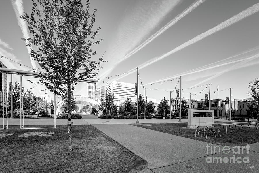 Jet Streams Over Gene Leahy Mall Grayscale Photograph by Jennifer White