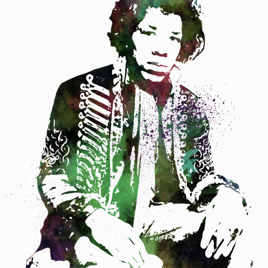 Jimi Hendrix 9e #2 Mixed Media by Brian Reaves