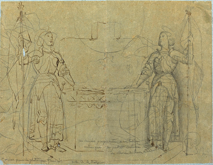 Joan of Arc Standing at the Altar at Reims Cathedral #2 Drawing by Jean-Auguste-Dominique Ingres