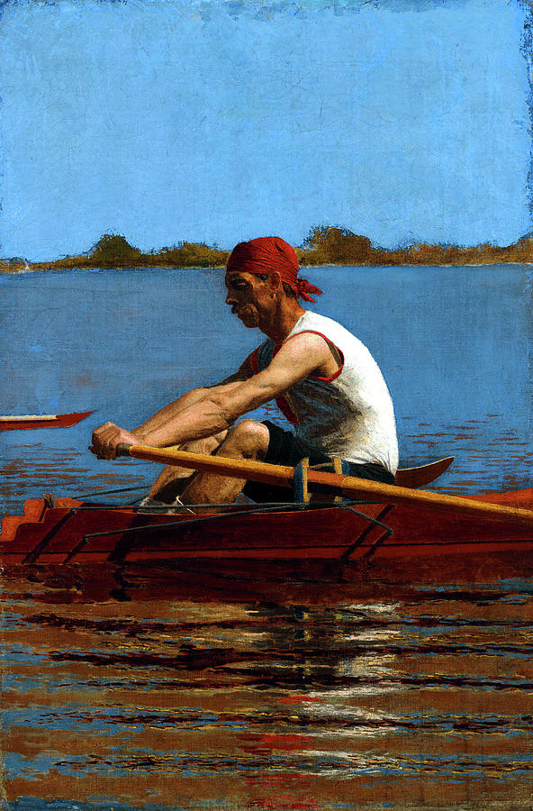 Boat Painting - John Biglin in a Single Scull #1 by Jon Baran