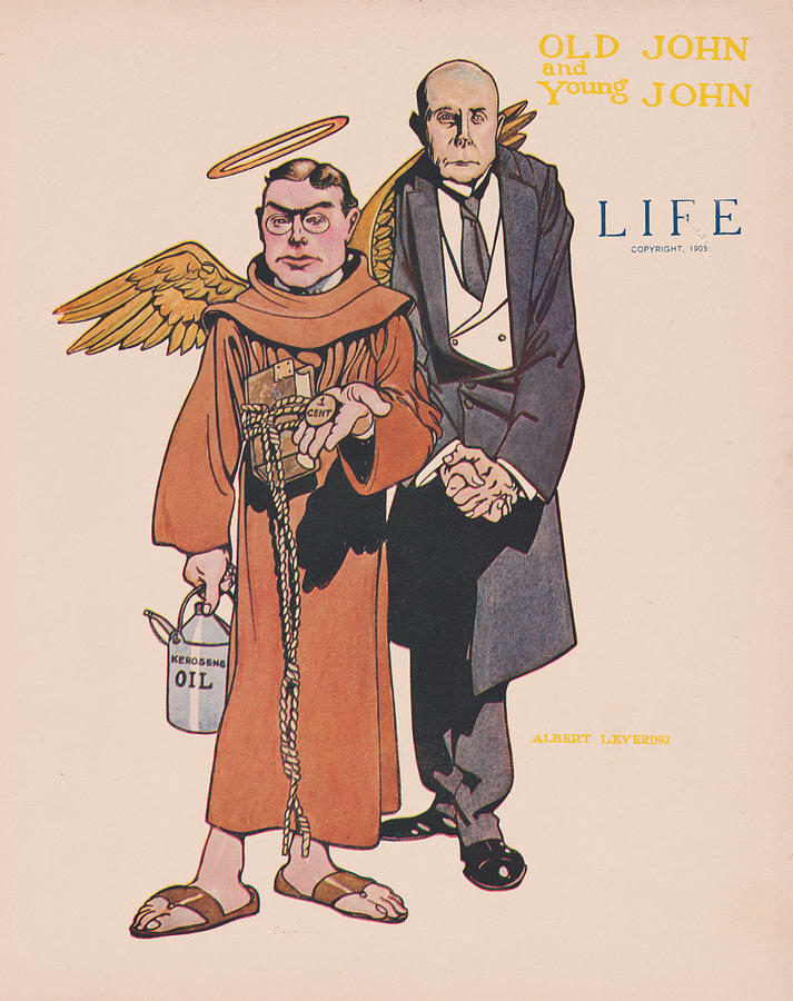 John D Rockefeller and John D Rockefeller Drawing by Albert Levering