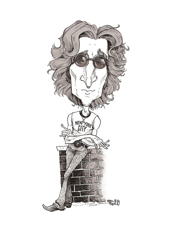 John Lennon, 1974 #1 Drawing by Mike Scott