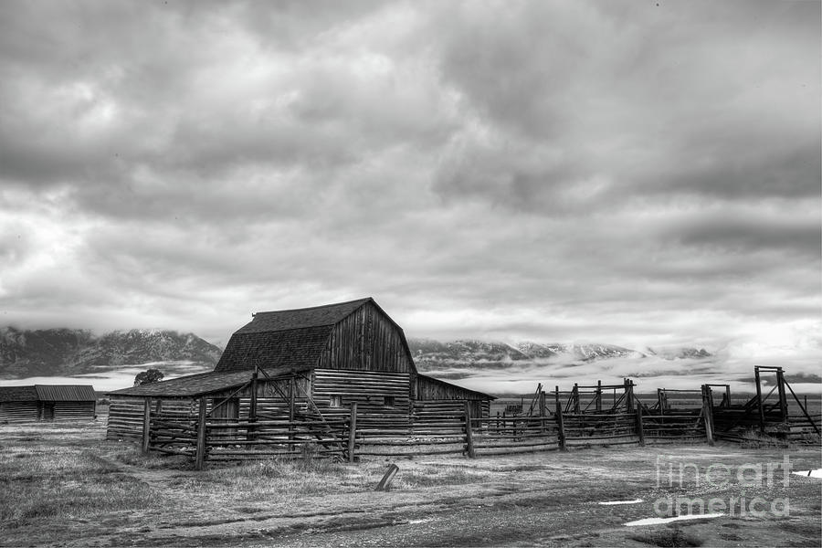 John Moulton Barn in black and white Photograph by Paul Quinn