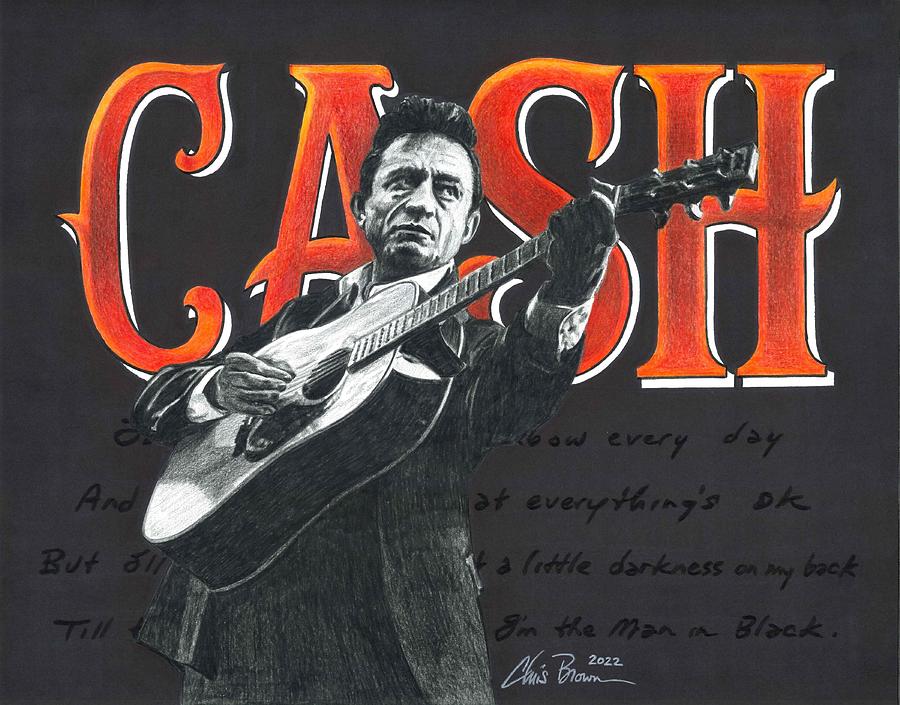 Johnny Cash Drawing by Chris Brown