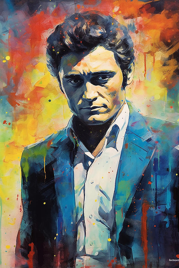 Johnny  Cash    Vibrant  By Asar Studios Painting