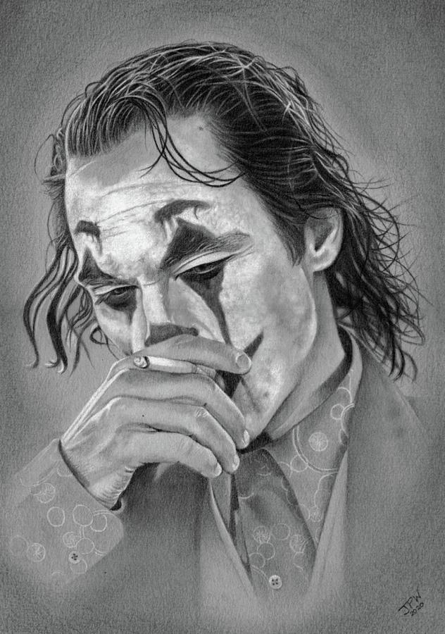 Batman Movie Drawing - Joker Cigarette by JPW Artist