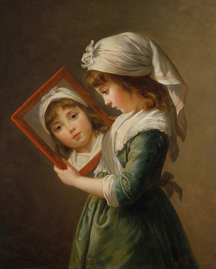 Julie Le Brun Looking in a Mirror #1 Painting by Elisabeth Vigee Le Brun