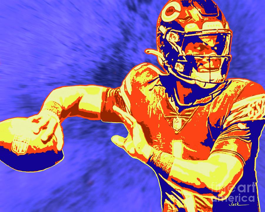 Bears Painting - Justin Fields Pass by Jack Bunds Bears Painting - Justin Fields Pass by Jack Bunds