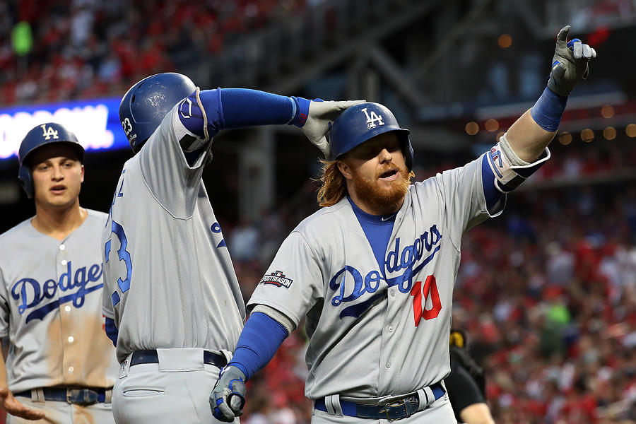 Justin Turner and Adrian Gonzalez #1 Photograph by Rob Carr
