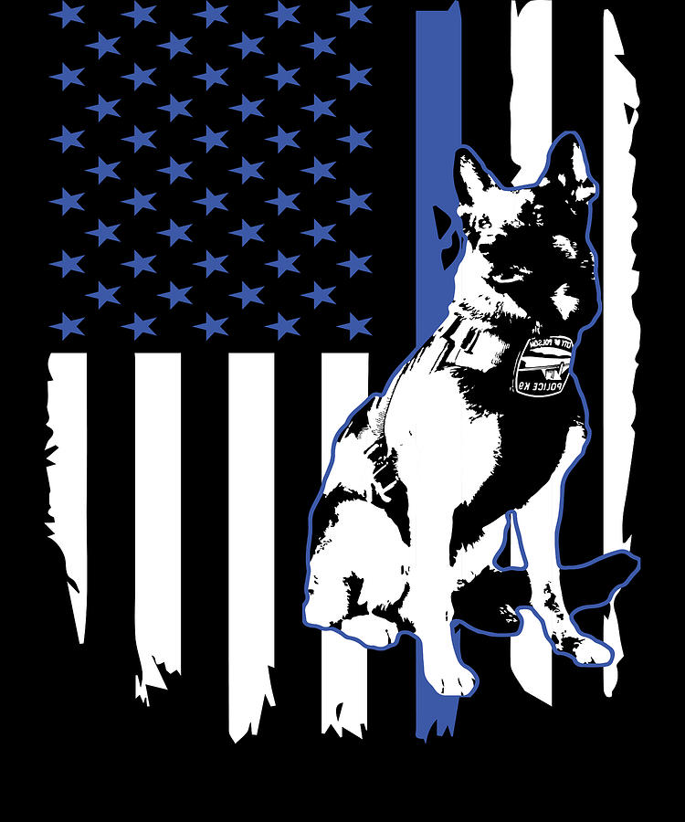 K9 Dog Police Officer American Flag Apparel USA Thin Blue Line Gift Digital Art by Michael S