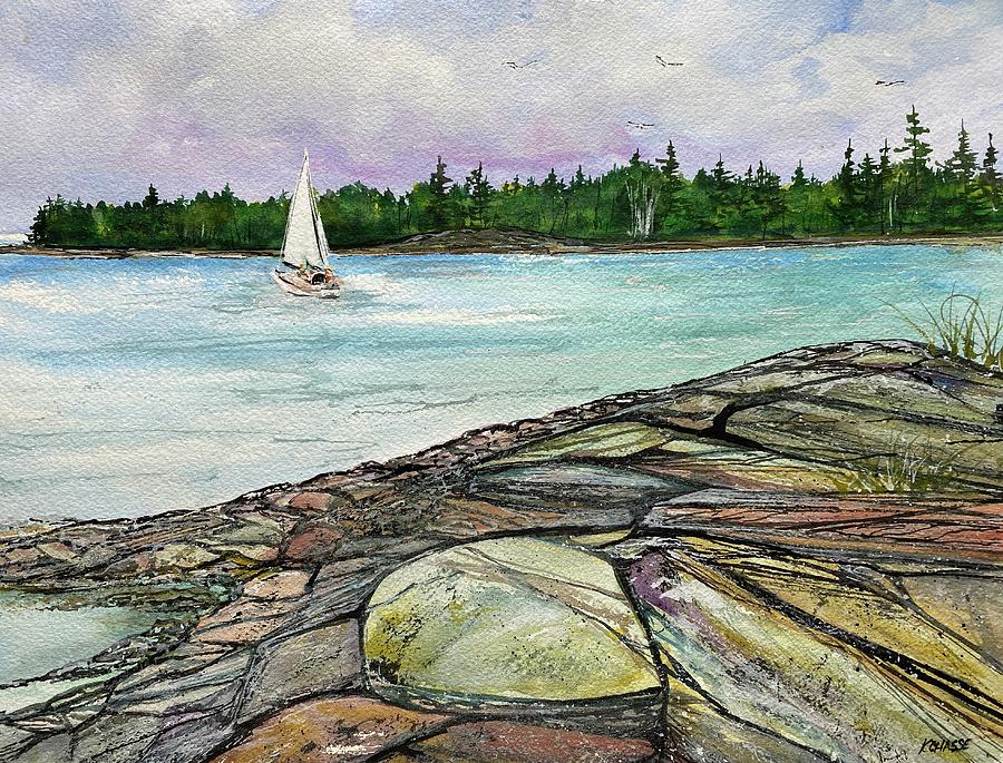 Kaleidoscope Rocks, Acadia Maine #1 Painting by Kellie Chasse