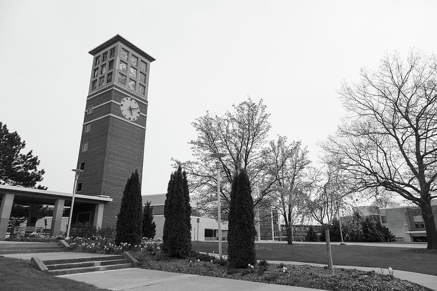 Kanley memorial chapel at Western Michigan University in black and white #1 Photograph by Eldon McGraw