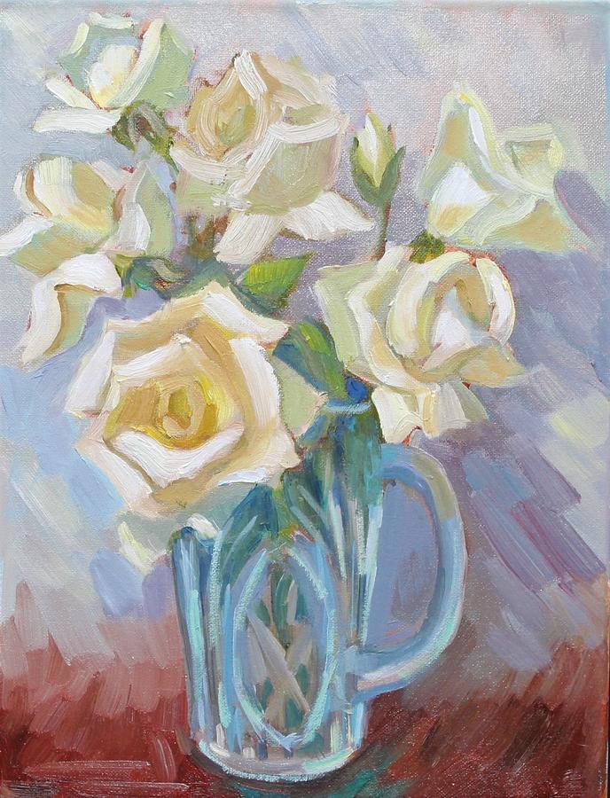 Rose Painting - Kappa Delta White Roses by Diane McClary
