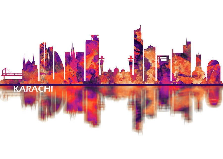 Karachi Skyline Pakistan Mixed Media by NextWay Art - Fine Art America