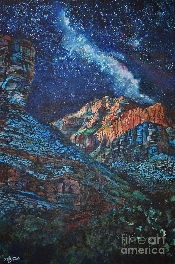 Karyns Night Light- The North Rim Lodge- The Grand Canyon- Arizona-usa Painting