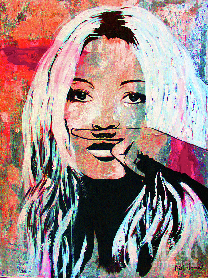 Kate Moss Mustache #1 Painting by Kathleen Artist PRO