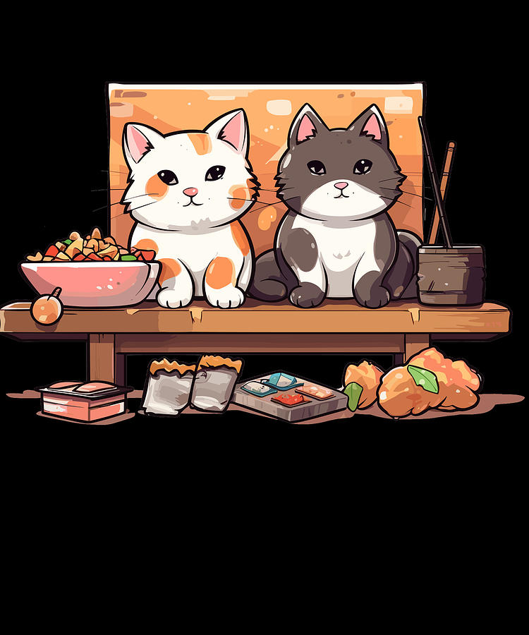 Kawaii Sushi Cat for Anime Fans Ingenious Otaku Digital Art by Benjamin ...